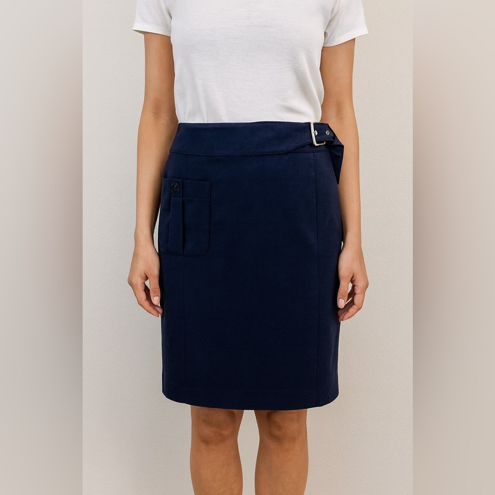 Ralph Lauren Black Label Navy Nautical Belted Pencil Skirt Size‎ 10